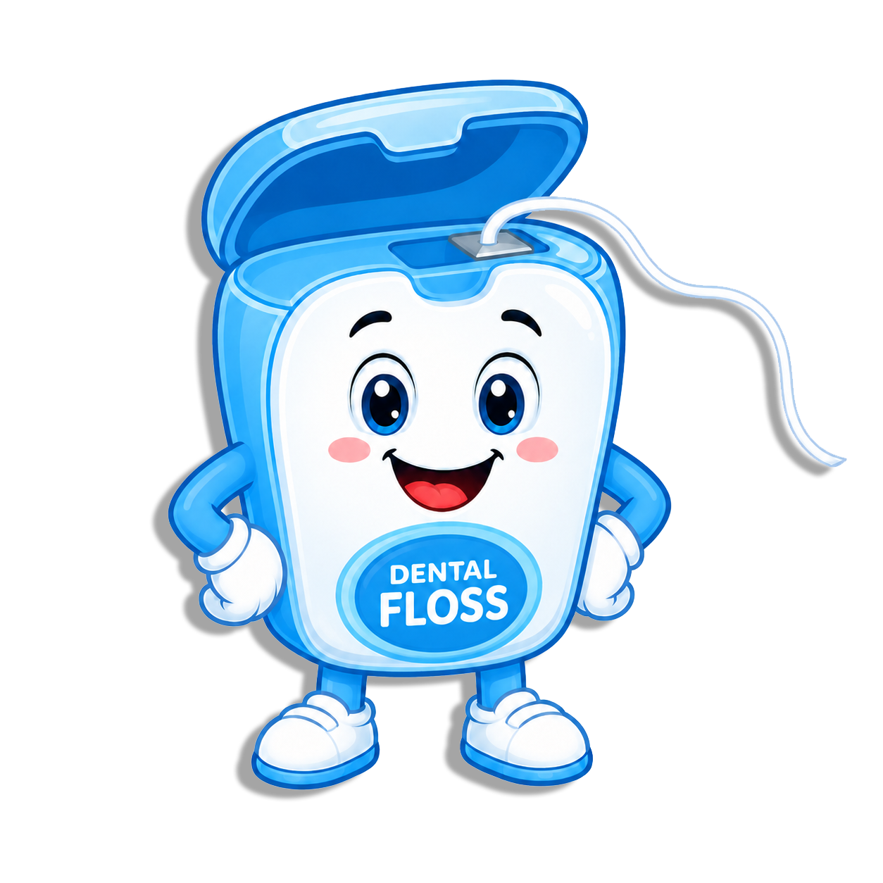 Cartoon dental floss mascot