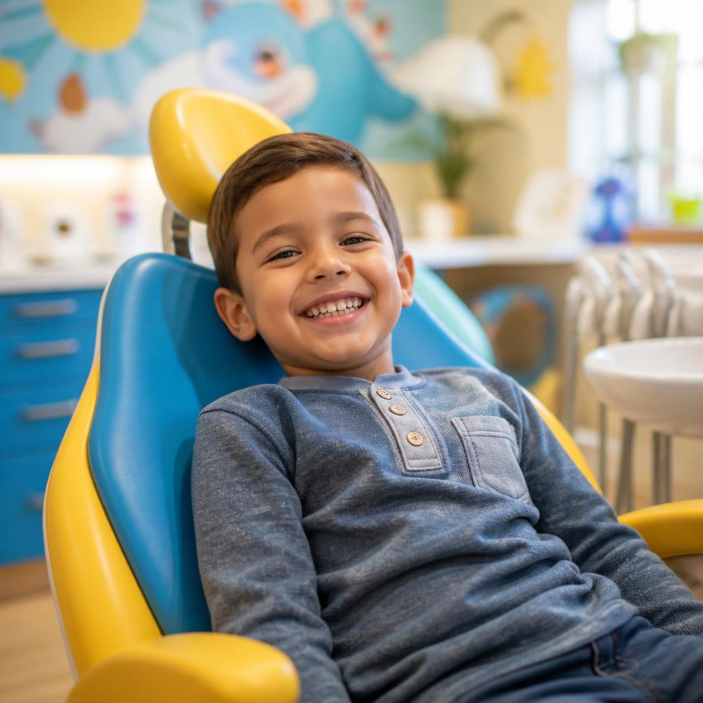 Happy child smiling in the dental chair